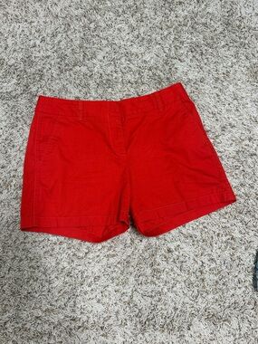 J Crew Women's Red Classic Cotton Bermuda Shorts
